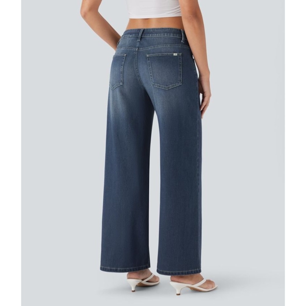 Halara Flex Asymmetric Crossover Waist‎ Baggy Wide Leg Jeans Size L Regular - Picture 3 of 13